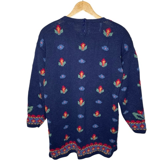 Vintage Signatures by Northern Isles Floral Hand Knit Sweater Medium - Picture 2 of 13